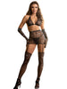 Lenjerie set 4 piese Subblime - Bodystocking Diamonds, model 952174, tip plasa, negru, marime universala