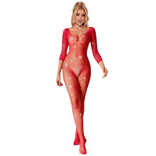 Lenjerie bodystocking Subblime - Crotchless, model 952419, tip plasa, rosu, marime universala