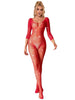 Lenjerie bodystocking Subblime - Crotchless, model 952419, tip plasa, rosu, marime universala
