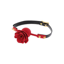 Căluș TABOOM Ball Gag Wild Roses pentru jocuri erotice BDSM, cu bilă din silicon și trandafir decorativ, culoare negru cu roșu