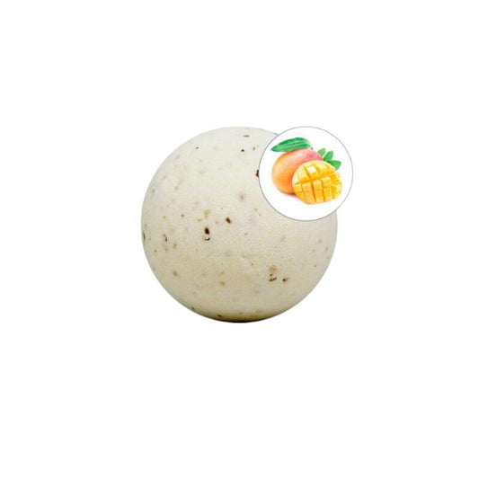 Bombă de baie efervescentă TALOKA Mango Bath Bomb, pentru băi erotice în cuplu, cu aromă de mango și petale de trandafir, 150 g