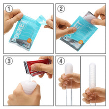 Masturbator de unică folosință TENGA Pocket Block Edge, din TPE cu textură cubică pentru stimulare unică, alb