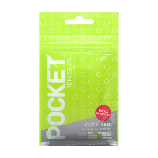 Masturbator de unică folosință TENGA Pocket Click Ball, din TPE cu textură sferică pentru stimulare unică, alb