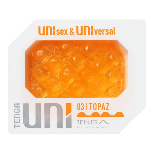 Masturbator manual unisex TENGA Uni Topaz, texturat, de unică folosință, lungime 7.3 cm, diamentru 3.2 cm, portocaliu