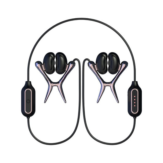 Cleme vibratoare pentru sfârcuri TINGON N1, cu aplicație, 12 funcții de vibrație, 5 viteze, silențioase, culoare negru