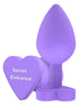 Plug anal TOYJOY Anal Play Booty Sweethearts, cu mesaj „Secret Entrance” pe baza în formă de inimă, diametru 3.5 cm, mov