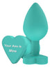 Plug anal TOYJOY Anal Play Booty Sweethearts, cu mesaj „Your Ass is Mine” pe baza în formă de inimă, diametru 3.5 cm, verde