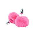 Plug anal TOYJOY Enchanting Bunnytail, din aluminiu, cu bază în formă de coadă de iepuraș, lungime 7 cm, diametru 2.6 cm, culoare roz
