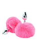 Plug anal TOYJOY Enchanting Bunnytail, din aluminiu, cu bază în formă de coadă de iepuraș, lungime 7 cm, diametru 2.6 cm, culoare roz