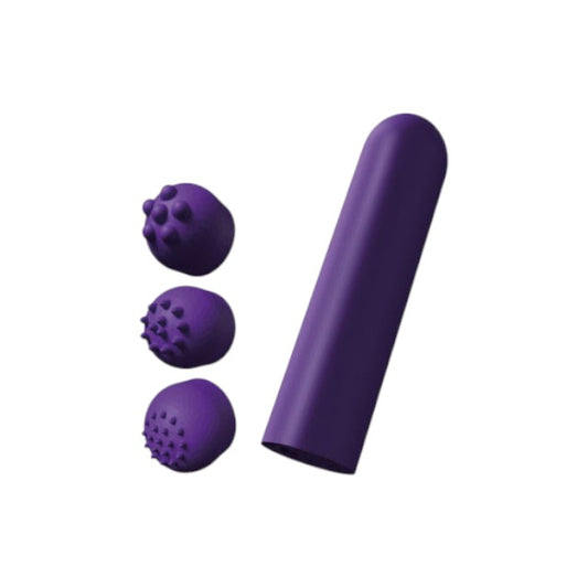 Stimulator clitoris TOYJOY Designer Pocket Stimulator, cu 3 capete interschimbabile, 12 funcții de vibrație, silențios, mov