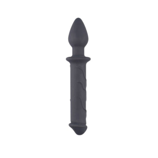 Dildo cu plug anal TOYZ4LOVERS Couple Love, din silicon hipoalergenic, lungime 22.5 cm, diametru 4 cm, negru