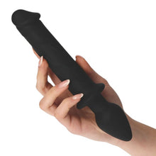 Dildo cu plug anal TOYZ4LOVERS Couple Love, din silicon hipoalergenic, lungime 22.5 cm, diametru 4 cm, negru