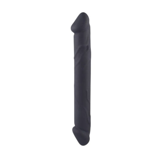 Dildo cu două capete TOYZ4LOVERS Double Joy, din silicon hipoalergenic, lungime 23 cm, diametru 3 cm, negru