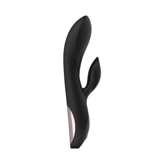 Vibrator rabbit TOYZ4LOVERS Elegance Charmin’ Style, pentru clitoris și punctul G, cu vibrații multiple, 20.3 cm, negru