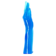 Dildo TOYZ4LOVERS Extreme Mania, în formă de mână, pentru fisting, lungime 28 cm, diametru 6.5 cm, albastru transparent