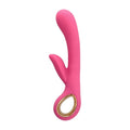 Vibrator rabbit TOYZ4LOVERS Handy Petal Grip, pentru clitoris și punctul G, 10 funcții de vibrație, 18.8 cm, roz cu auriu