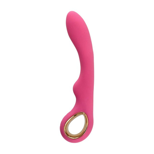 Vibrator TOYZ4LOVERS Handy Wave Grip Small, pentru stimularea punctului G, 10 funcții de vibrație, 18.5 cm, roz cu auriu