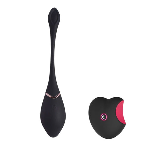 Ou vibrator TOYZ4LOVERS Power Pocket Sinner Egg, cu telecomandă în formă de inimă, vibrații multiple, negru cu roz