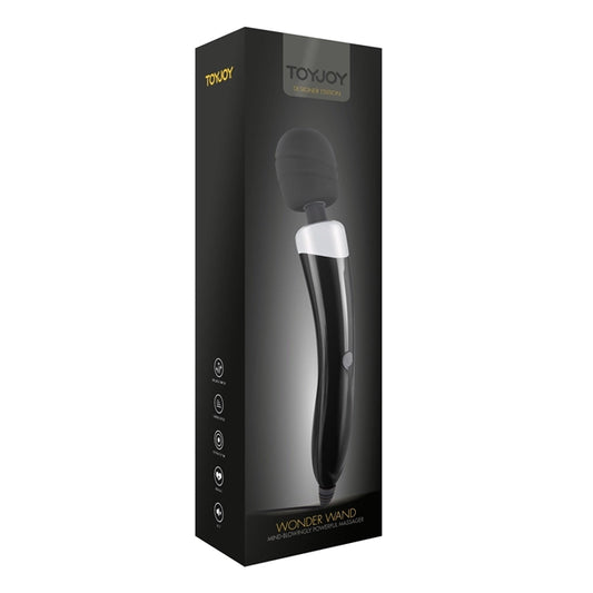 Aparat de masaj ToyJoy - Wonder Wand, pentru corp si zonele intime, 3 functii de vibratie, negru, 33.5 cm