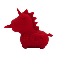 Stimulator clitoris UNIHORN Blaze Diablo, în formă de unicorn cu coarne de diavol, 10 funcții de vibrație, 10 funcții de mișcare, roșu