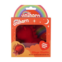 Stimulator clitoris UNIHORN Blaze Diablo, în formă de unicorn cu coarne de diavol, 10 funcții de vibrație, 10 funcții de mișcare, roșu