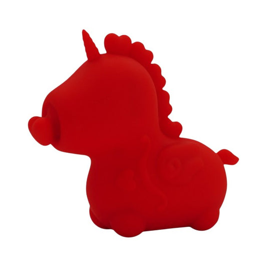 Stimulator clitoris UNIHORN Cupid’s Beau, în formă de unicorn, 10 funcții de vibrație, 10 funcții de mișcare, roșu