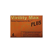 Capsule VIRILITY MAX PLUS, pentru erecții puternice și de durată, formulă naturală cu ginseng, 4 bucăți