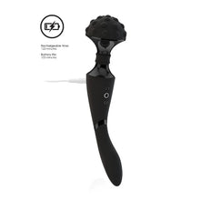Aparat de masaj dublu VIVE Shiatsu Double-Action Massager Wand, pentru corp și punctul G, 10 funcții de viteză, negru