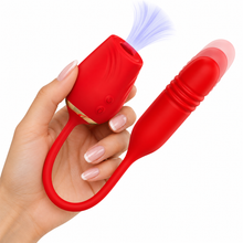 Vibrator MIA Double Pleasure Suction +Up and Down, in forma de trandafir, cu functii de aspirare clitoridiana si miscari sus-jos