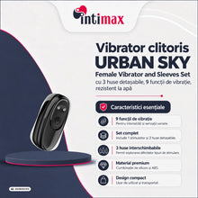 Vibrator clitoris URBAN SKY Female Vibrator and Sleeves Set, cu 3 huse detașabile, 9 funcții de vibrație, rezistent la apă, negru cu verde