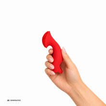 Vibrator pentru deget LOVELINE Textured Finger Vibrator, cu stimulator clitoris texturat, 10 funcții de vibrație, roșu