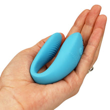 Vibrator dublu WE VIBE Sync Go, pentru stimularea clitorisului și punctului G, control prin aplicație, 9 funcții de vibrație, turcoaz