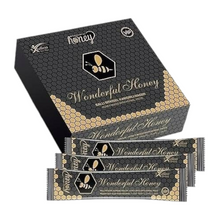 Cutie 12 plicuri miere afrodisiacă unisex WONDERFUL HONEY, pentru libido, potență, erecții puternice și întârzierea ejaculării, 12 x 12 g