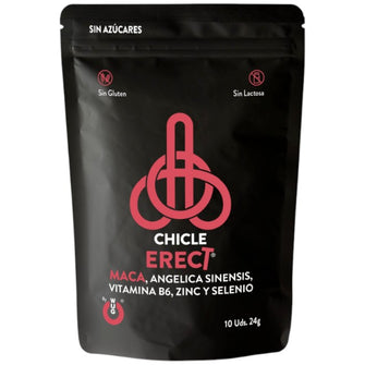 Gumă de mestecat WUG Chicle Erect, pentru erecții puternice și testosteron, cu maca, vitamina B6, zinc și seleniu, fără zahăr, 10 buc