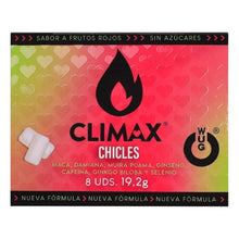 Gumă de mestecat WUG Climax, poate ajuta la creșterea libidoului, cu maca, ginseng, seleniu, fără gluten, aromă fructe roșii, 8 buc