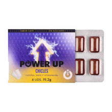 Gumă de mestecat WUG Power Up, poate ajuta la reducerea oboselii și la reglarea activității hormonale, cu cafeină, vitamina B6, aromă de cafea, fără gluten, 8 buc
