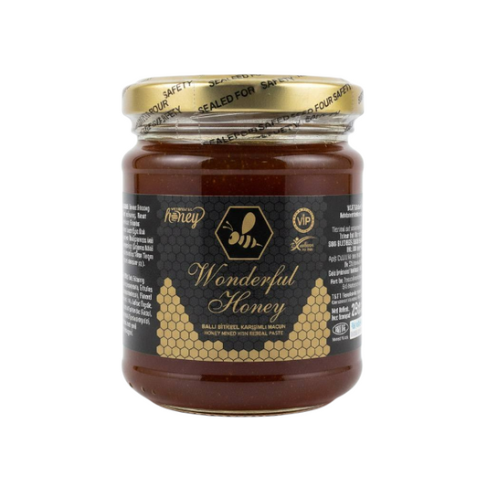 Miere afrodisiacă unisex WONDERFUL HONEY, pentru libido, potență, erecții puternice și întârzierea ejaculării, 240 gr