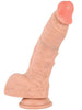 Dildo realist cu testicule XISE Cock Queen Claude, bază cu ventuză pentru fixare, lungime 16.5 cm, culoarea pielii