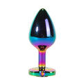 Plug anal X-MEN Secret Shine Metal Butt Plug, bază cu cristal, lungime 9.5 cm, diametru 4.1 cm (mărime L), multicolor
