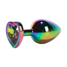 Plug anal X-MEN Secret Shine Metal Butt Plug, bază cu cristal, lungime 9.5 cm, diametru 4.1 cm (mărime L), multicolor