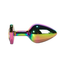 Plug anal X-MEN Secret Shine Metal Butt Plug, bază cu cristal, lungime 9.5 cm, diametru 4.1 cm (mărime L), multicolor