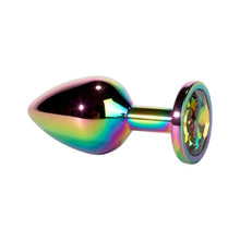 Plug anal X-MEN Secret Shine Metal Butt Plug, bază cu cristal, lungime 8.2 cm, diametru 3.4 cm (mărime M), multicolor