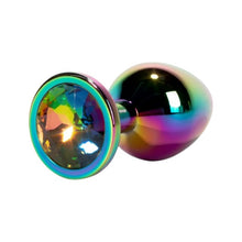 Plug anal X-MEN Secret Shine Metal Butt Plug, bază cu cristal, lungime 8.2 cm, diametru 3.4 cm (mărime M), multicolor