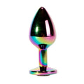 Plug anal X-MEN Secret Shine Metal Butt Plug, bază cu cristal, lungime 8.2 cm, diametru 3.4 cm (mărime M), multicolor