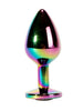 Plug anal X-MEN Secret Shine Metal Butt Plug, bază cu cristal, lungime 8.2 cm, diametru 3.4 cm (mărime M), multicolor