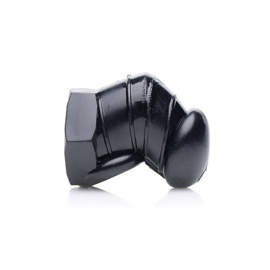 Cușcă pentru penis XR BRANDS Detained, pentru castitate bărbați, din cauciuc, cu pereți rigizi pentru stimulare, negru, diamentru 2.8 cm