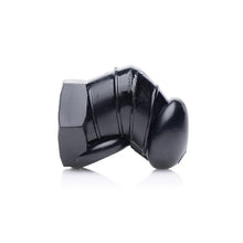 Cușcă pentru penis XR BRANDS Detained, pentru castitate bărbați, din cauciuc, cu pereți rigizi pentru stimulare, negru, diamentru 2.8 cm