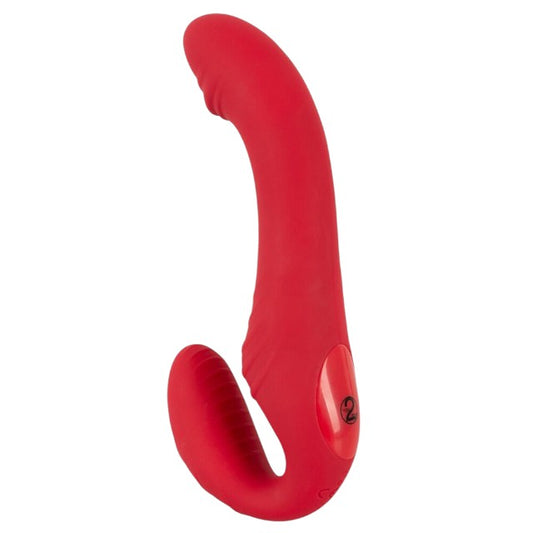 Vibrator dublu YOU2TOYS Strapless Strap-On 3, strap-on fără ham, control prin telecomandă, 9 funcții de vibrație, 19.1 cm, roșu