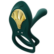 Inel vibrator pentru penis ZALO BAYEK, control prin telecomandă, 8 funcții de vibrație, din silicon moale, verde smarald