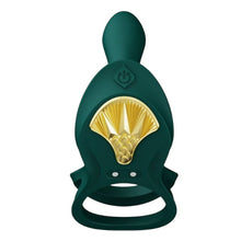 Inel vibrator pentru penis ZALO BAYEK, control prin telecomandă, 8 funcții de vibrație, din silicon moale, verde smarald